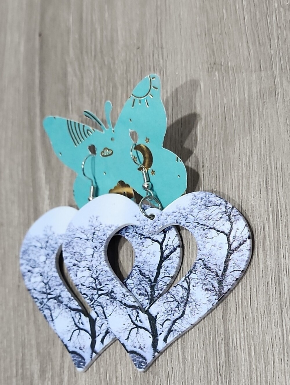 Nikolina Photography Original Winter Tree Heart Earrings
